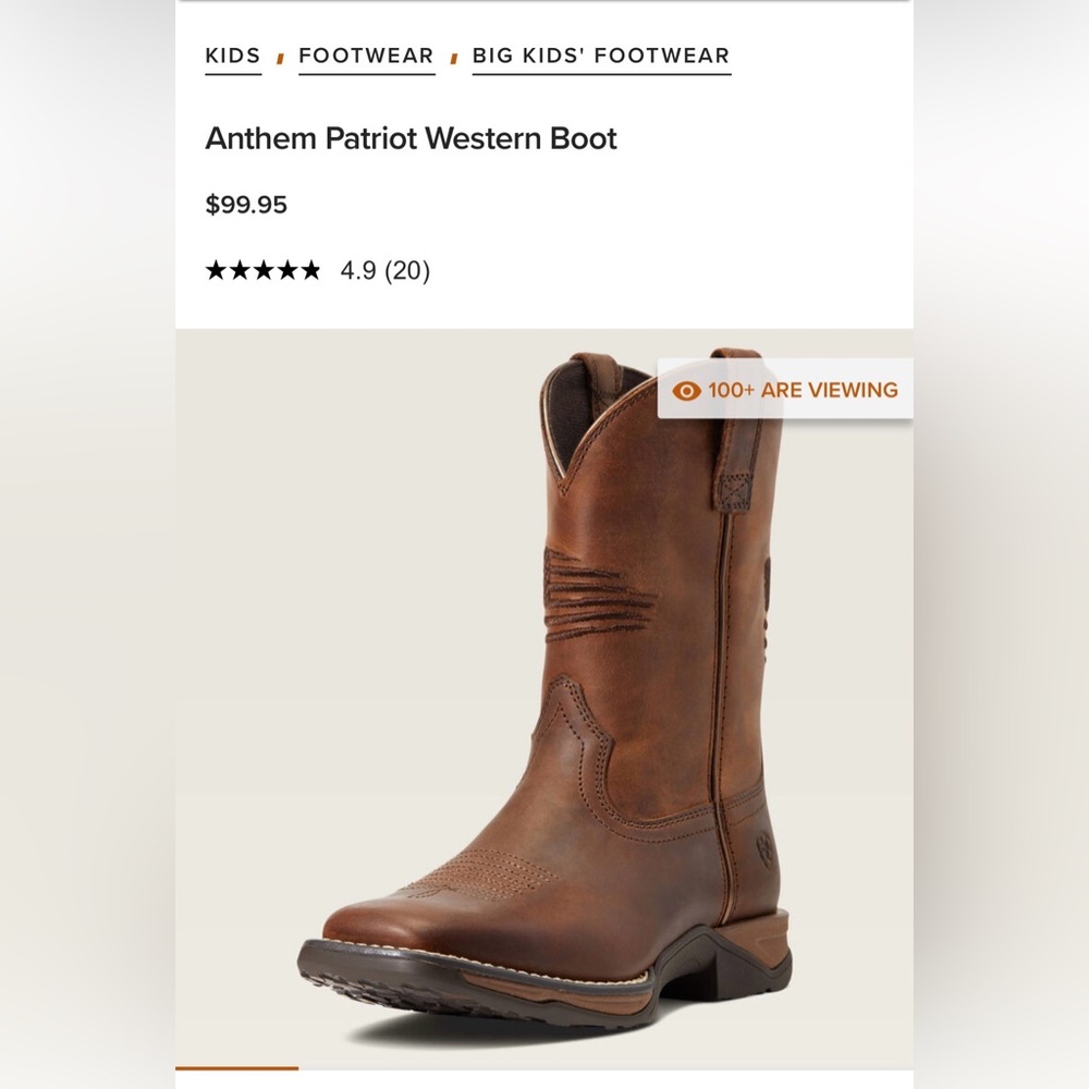 Ariat boys Brown Western Boots / worn once for a few hours - Picture 10 of 11